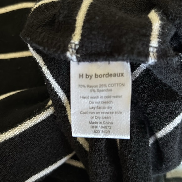 H by Bordeaux Black White Striped Dolman Sleeve Top Size XL - Picture 3 of 3